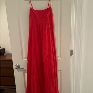 Abercrombie & Fitch Red Maxi Dress with Spaghetti Straps